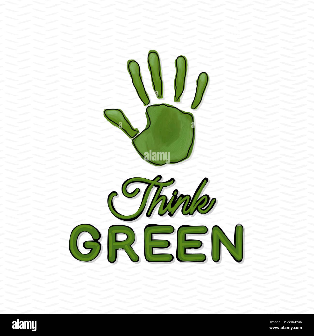 Grüner Handabdruck. Denken Sie An Grün. Ökologisches Konzept Stock Vektor