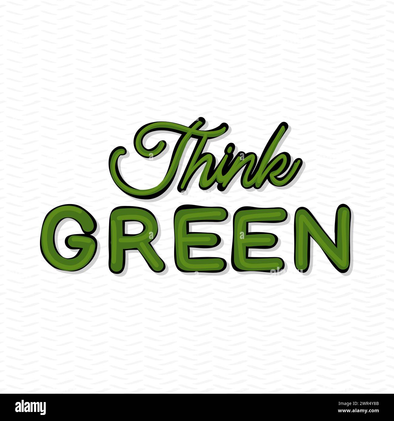 Denken Sie an Grün mit Handschrift. Ökologisches Konzept Stock Vektor