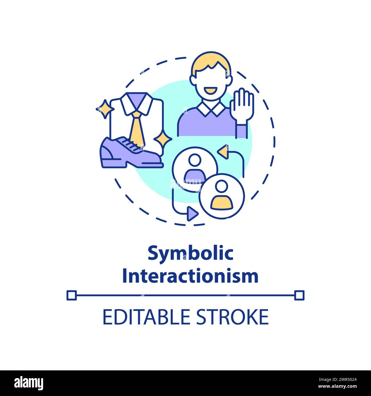 Symbol für das mehrfarbige Konzept des symbolischen Interaktionismus Stock Vektor