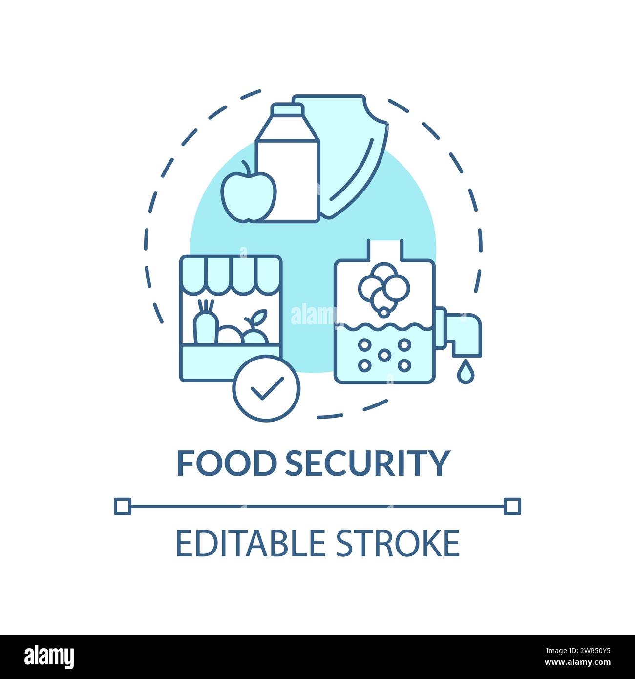 Lebensmittelsicherheit – weiches blaues Konzeptsymbol Stock Vektor