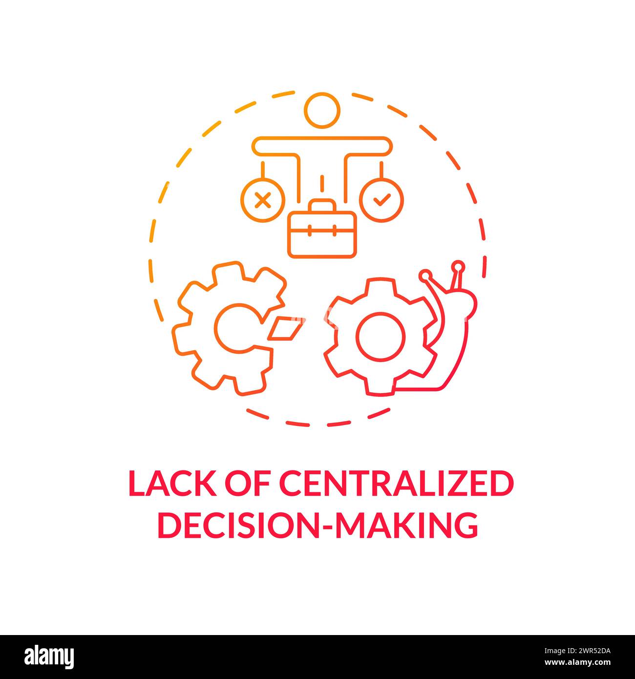 Zentralisierte Entscheidungsfindung ohne rotes Gradientenkonzept-Symbol Stock Vektor