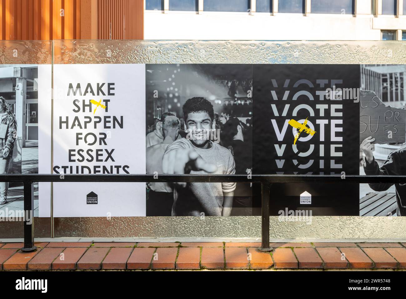 Wahlplakate für Studentenwahlen, University of Essex, Colchester, Essex, England, UK Stockfoto