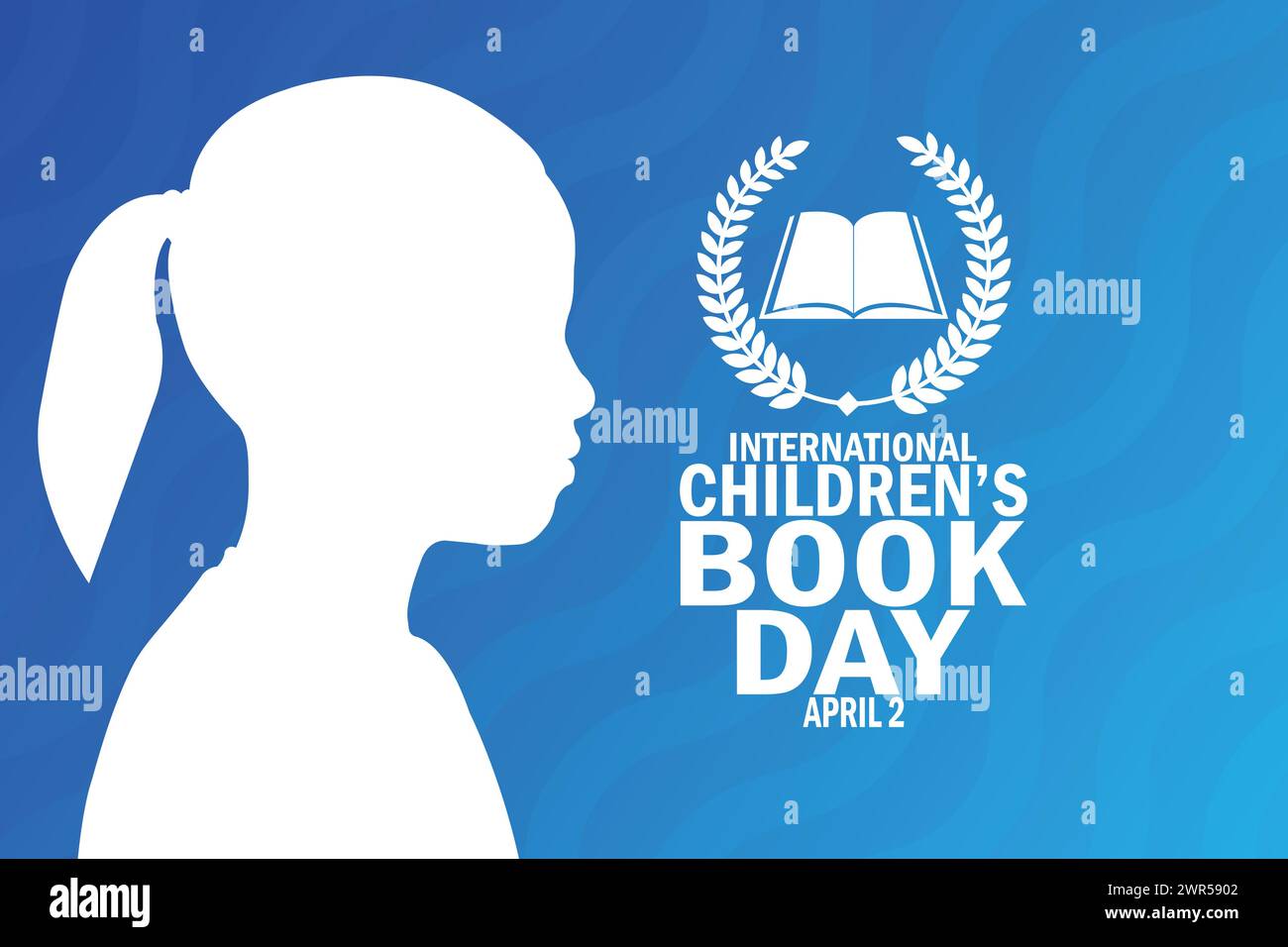 Internationaler Kinderbuchtag. April. Urlaubskonzept. Vorlage für Hintergrund, Banner, Karte, Poster mit Textbeschriftung Stock Vektor