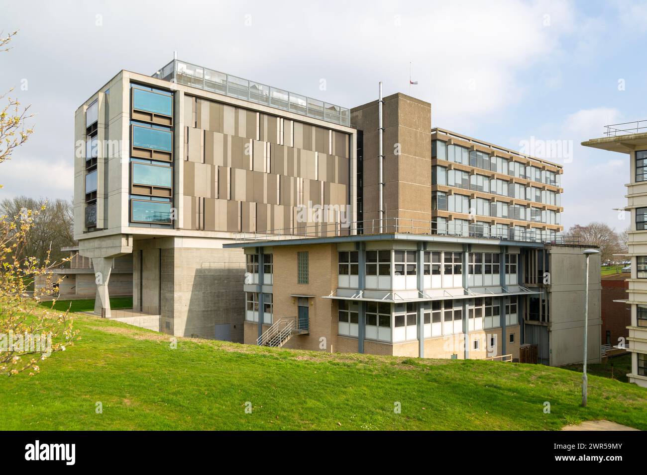 Das Albert Sloman Bibliotheksgebäude, University of Essex, Colchester, Essex, England, UK Stockfoto