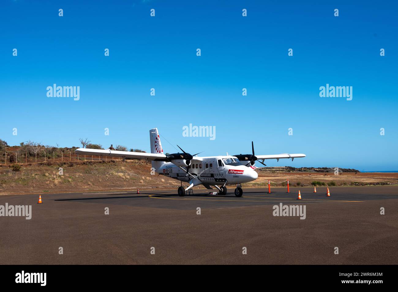 De Havilland Canada DHC-6 Twin Otter Air Plane, Air Tahiti, Nuku Hiva Airport Stockfoto