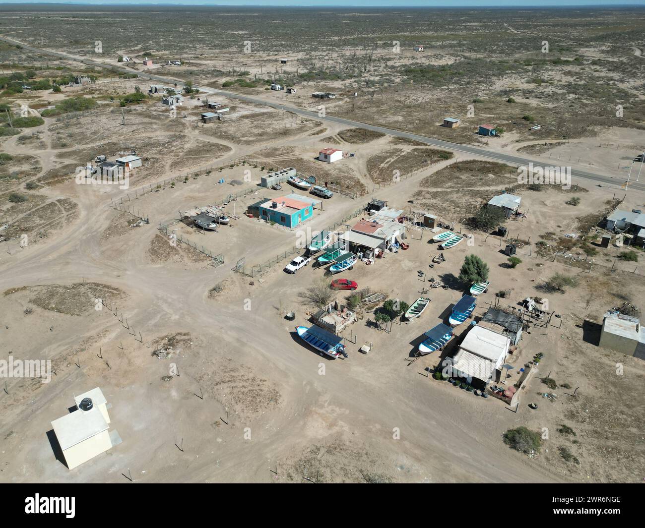 Fischerdorf Puerto chale magdalena Bucht aus der Vogelperspektive baja california sur Stockfoto