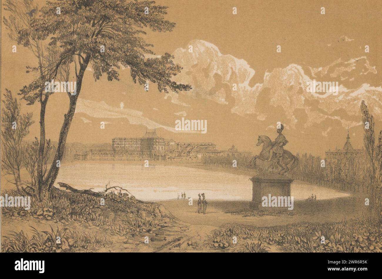 Pièce d'eau des Suisses at Versailles, La pièce d'eau des Suisses (Titel zum Objekt), Druckerei: Jean Louis Tirpenne, nach Foto: Anonym, Verlag: Aubert & Cie., Paris, 1839 - in oder vor 1840, Papier, Höhe 210 mm x Breite 260 mm, Druck Stockfoto