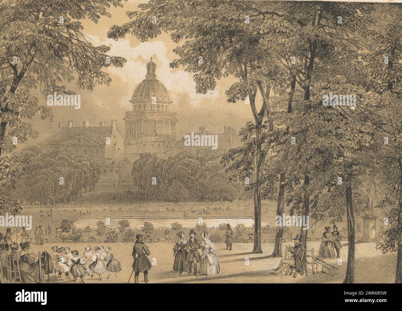 Jardin du Luxembourg, Vue du Jardin du Luxembourg (Titel zum Objekt), Druckerei: Jean Louis Tirpenne, nach Foto: Anonym, Verlag: Aubert & Cie., Paris, 1839 - in oder vor 1840, Papier, Höhe 210 mm x Breite 260 mm, Druck Stockfoto