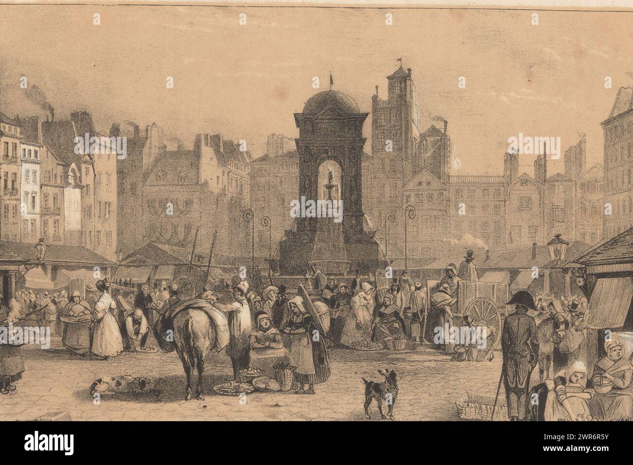 Joachim-du-Bellay mit der Fontaine des Innocent, Fontaine des Innocent (Titel auf dem Objekt), Druckerei: Ernest Jaime, nach Foto von: Anonymous, Verlag: Aubert & Cie., Paris, 1839 - in oder vor 1840, Papier, Höhe 210 mm x Breite 260 mm, Druck Stockfoto