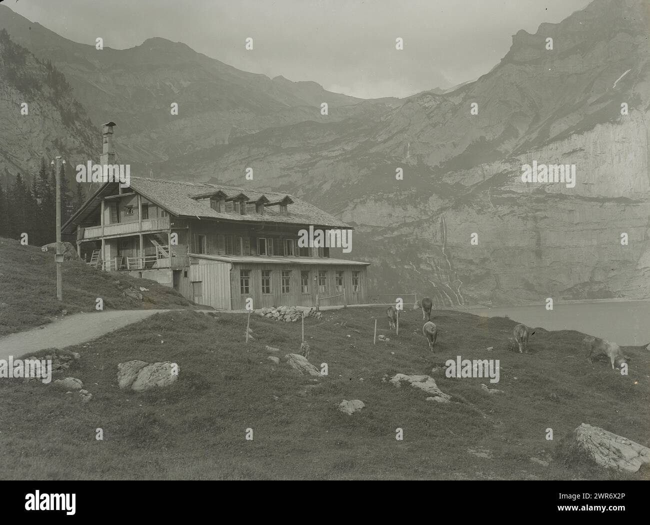 Filmnegativ mit Bildern von Basel, Thun, Kandersteg oder Gemmi, anonym, Schweiz, 1921, Höhe ca. 90 mm x Breite ca. 120 mm, Foto Stockfoto