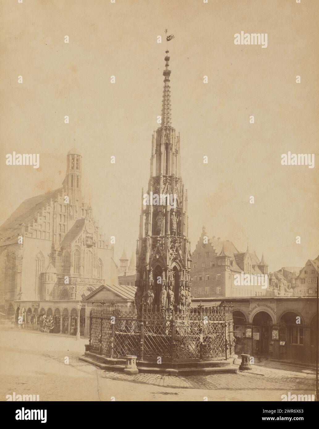Nürnberg, schöne brunnen, anonym, 1850 - 1900, fotografische Unterstützung, Albumendruck, Höhe 257 mm x Breite 208 mm, Höhe 293 mm x Breite 208 mm, Foto Stockfoto