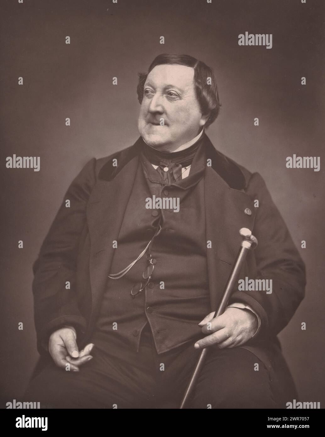 Porträt von Gioachino Rossini, Rossini (Titel auf Objekt), Etienne Carjat, Goupil & Cie., anonym, ca. 1872 - in oder vor 1877, Papier, Druckblock, Höhe 306 mm x Breite 227 mm, fotomechanischer Druck Stockfoto