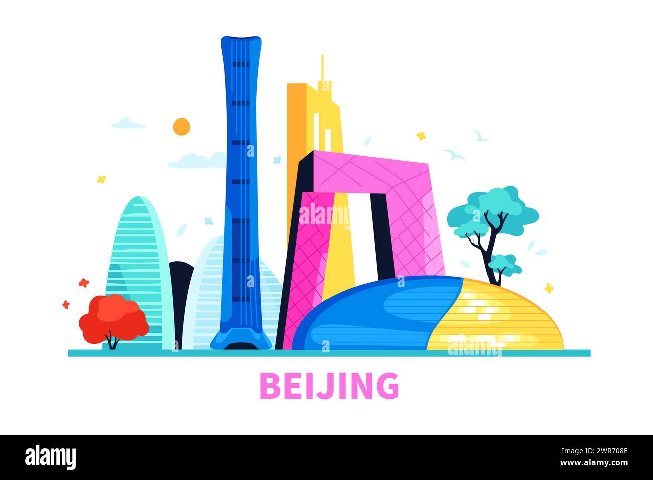 Stadtarchitektur von Peking - moderne farbige Vektorillustration Stock Vektor