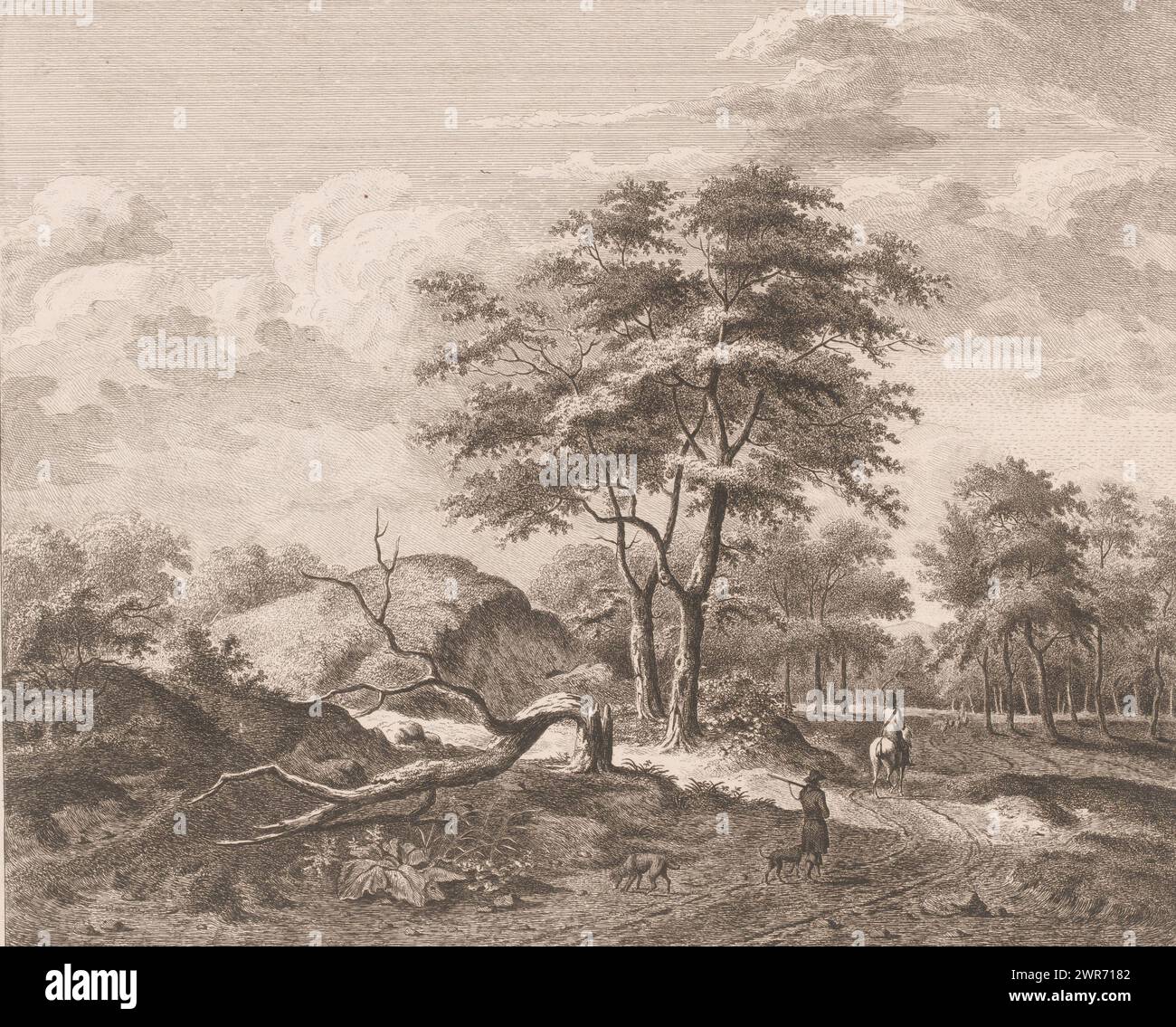 Waldansicht, Druckerei: Jeremias Paul Schweyer, nach Malerei von Jan Wijnants, 1764 - 1813, Papier, Ätzen, Höhe 293 mm x Breite 344 mm, Druck Stockfoto