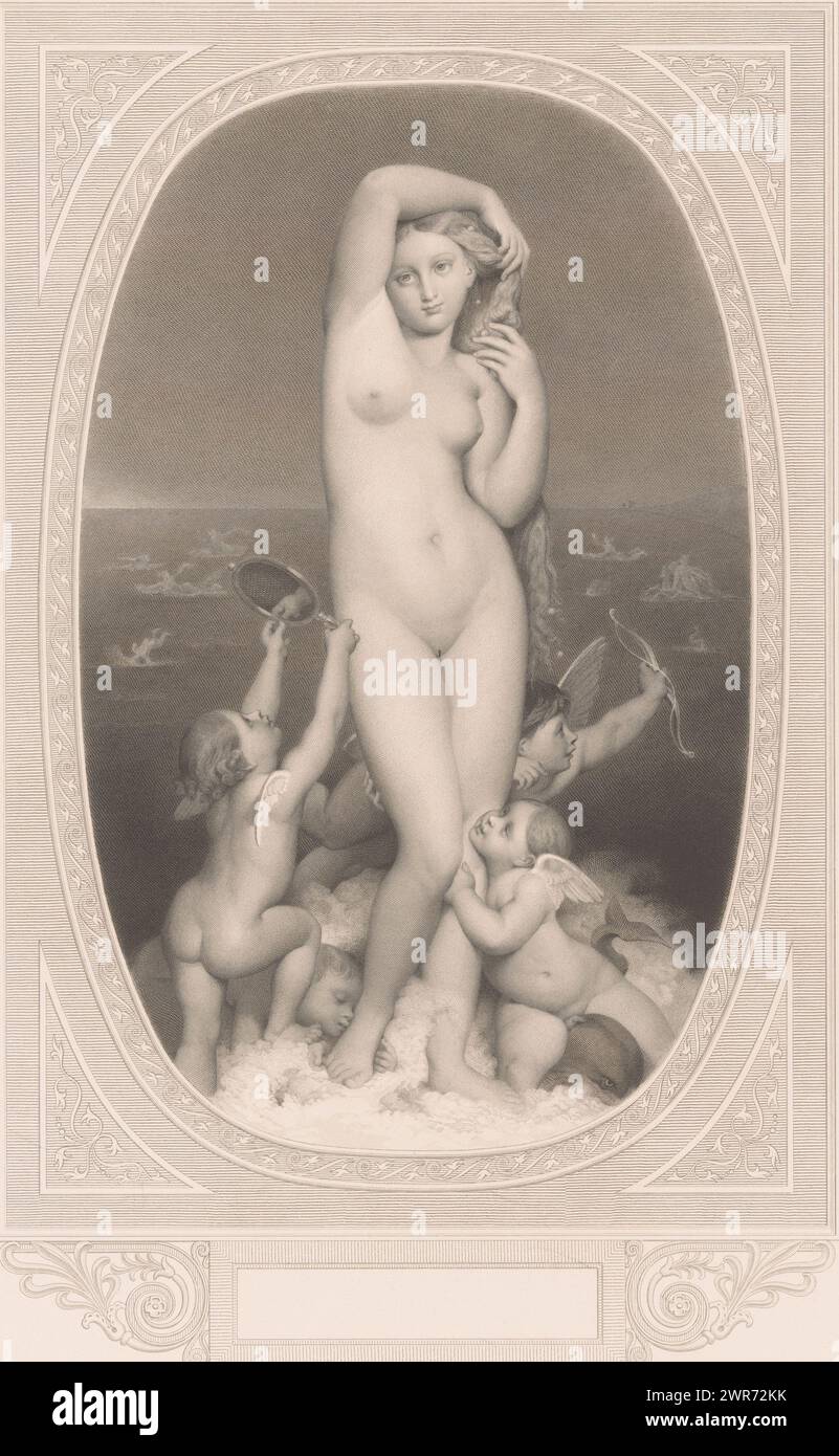 Geburt der Venus (Venus Anadyomene), Druckerei: Auguste Achille Morse, nach Malerei: Jean Auguste Dominique Ingres, Drucker: Goupil & Cie., Verlag: Paris, Verlag: New York (Stadt), 1863 - 1892 und/oder 1873, Papier, Gravur, Ätzung, Höhe 475 mm x Breite 324 mm, Druck Stockfoto