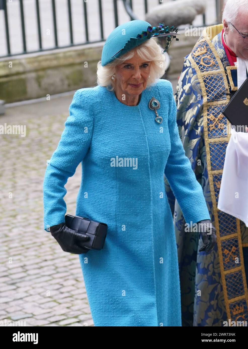 Königin Camilla kommt zum jährlichen Commonwealth Day Service in der Westminster Abbey in London. Bilddatum: Montag, 11. März 2024. Stockfoto