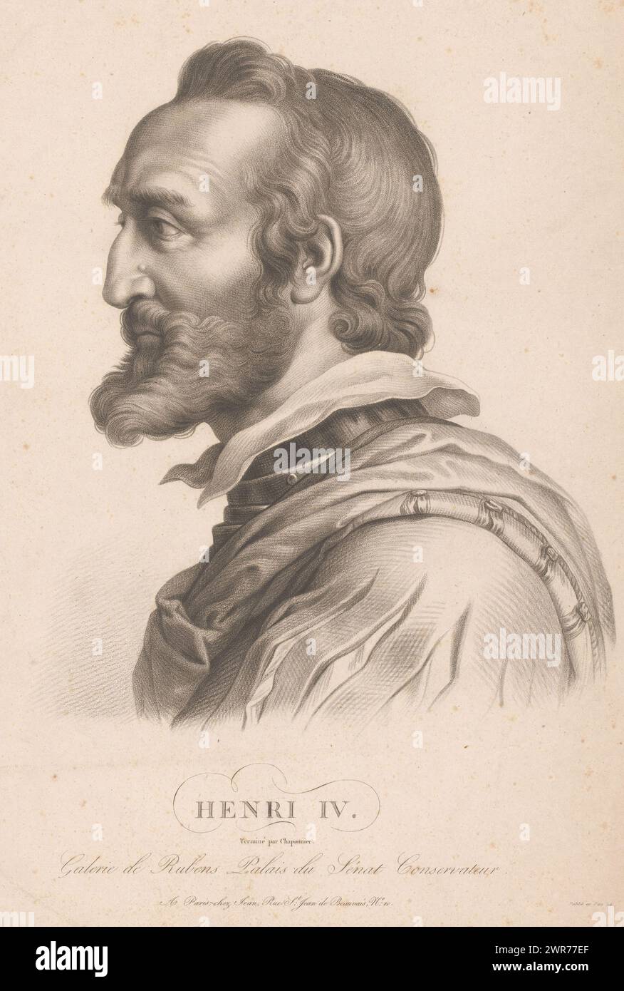 Porträt von König Heinrich IV., König von Frankreich und Navarra, Druckerei: Alexis Francois Girard, Druckerei: Charponnier, Verlag: Jean, Paris, 1814, Papier, Gravur, Höhe 495 mm x Breite 365 mm, bedruckt Stockfoto