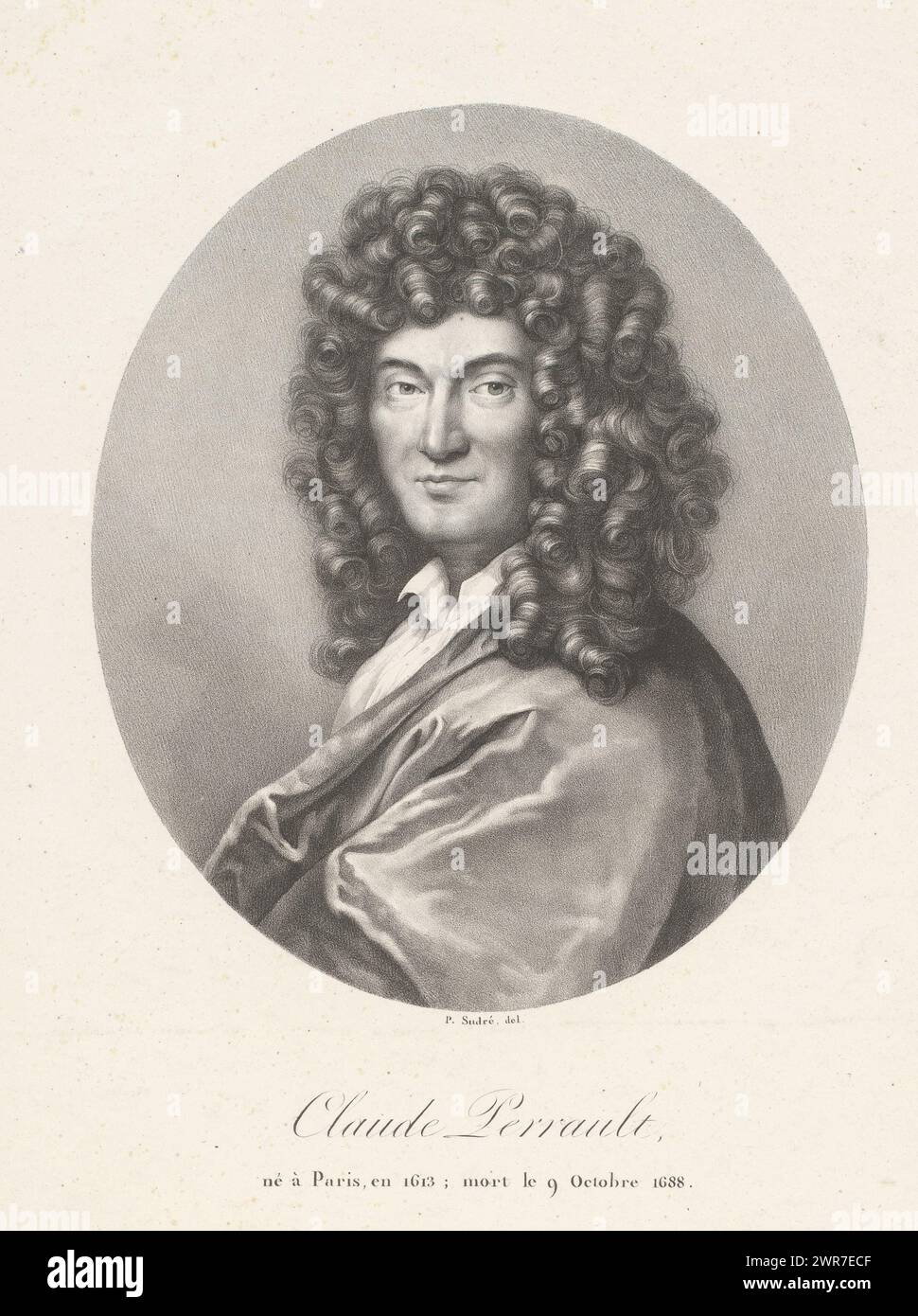 Porträt von Claude Perrault, Claude Perrault (Titel auf Objekt), Porträts französischer Berühmtheiten (Titel der Serie), Le panthéon francais (Titel der Serie), Druckerei: Jean Pierre Sudre (1783-1866), Drucker: Charles Louis Constans, 1824, Papier, Höhe 412 mm x Breite 290 mm, Druck Stockfoto