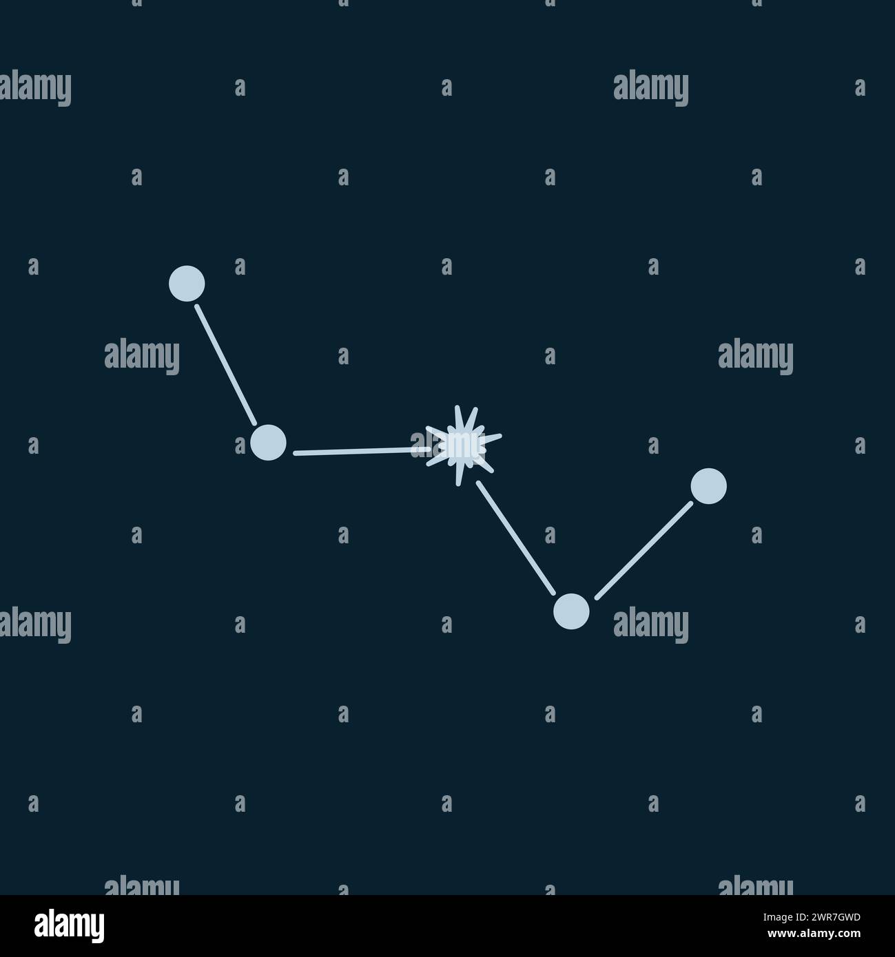 Cassiopeia-Konstellation. Vektorabbildung. Sterne am Nachthimmel. Stockfoto