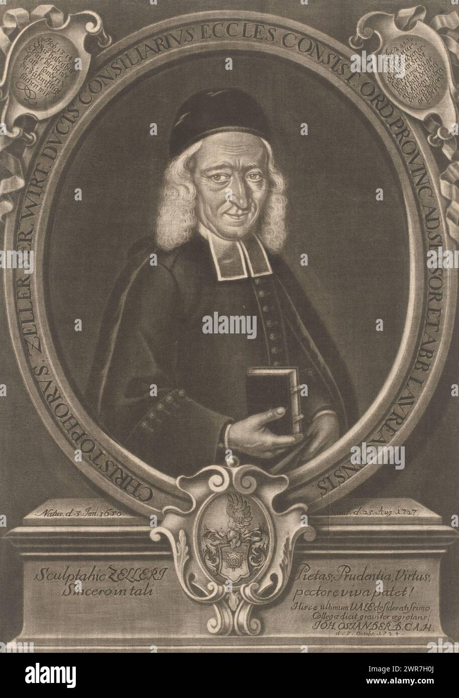 Porträt von Christoph Zeller, Druckerei: Ferdinand Stenglin, Stuttgart, 1727 - 1799, Papier, Höhe 330 mm x Breite 231 mm, Druck Stockfoto
