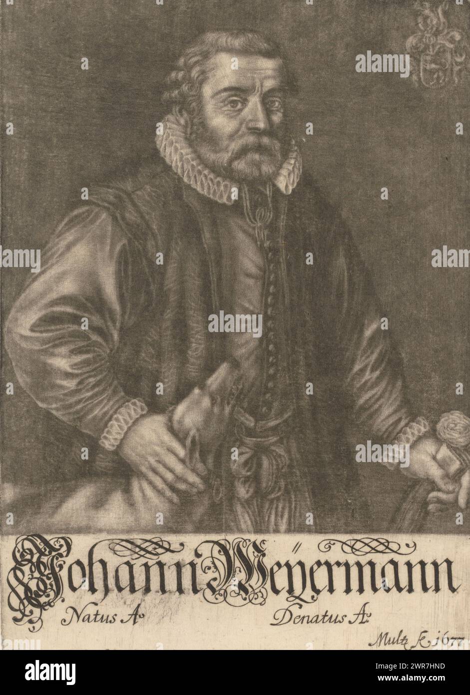Porträt von Johann Weyermann, Druckerei: Andreas Paul Multz, 1677, Papier, Höhe 201 mm x Breite 146 mm, Druck Stockfoto
