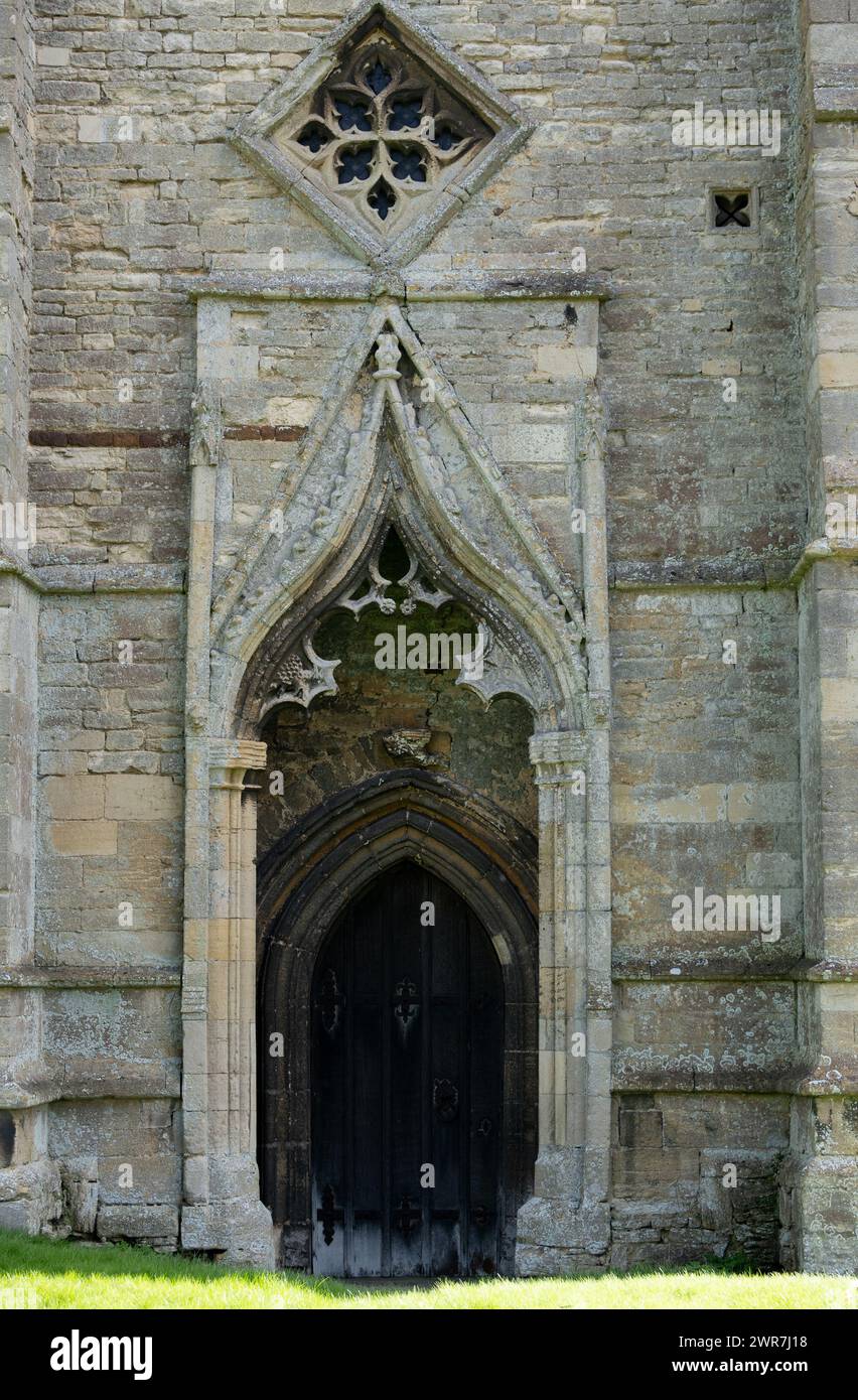 West Doorway, St. John the Baptist Church, Keyston, Cambridgeshire, England, Großbritannien Stockfoto