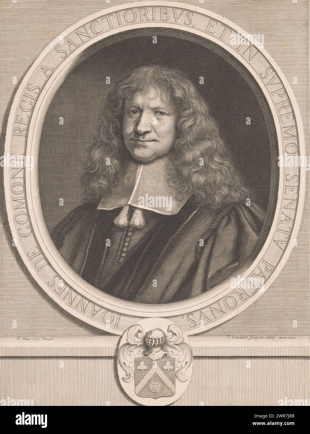 Porträt von Joannes de Comont, Druckerei: Pierre Lombard, nach Malerei von Jacob van Loo, Frankreich, 1665, Papier, Kupferstich Ätzen, Höhe 325 mm x Breite 245 mm, bedruckt Stockfoto