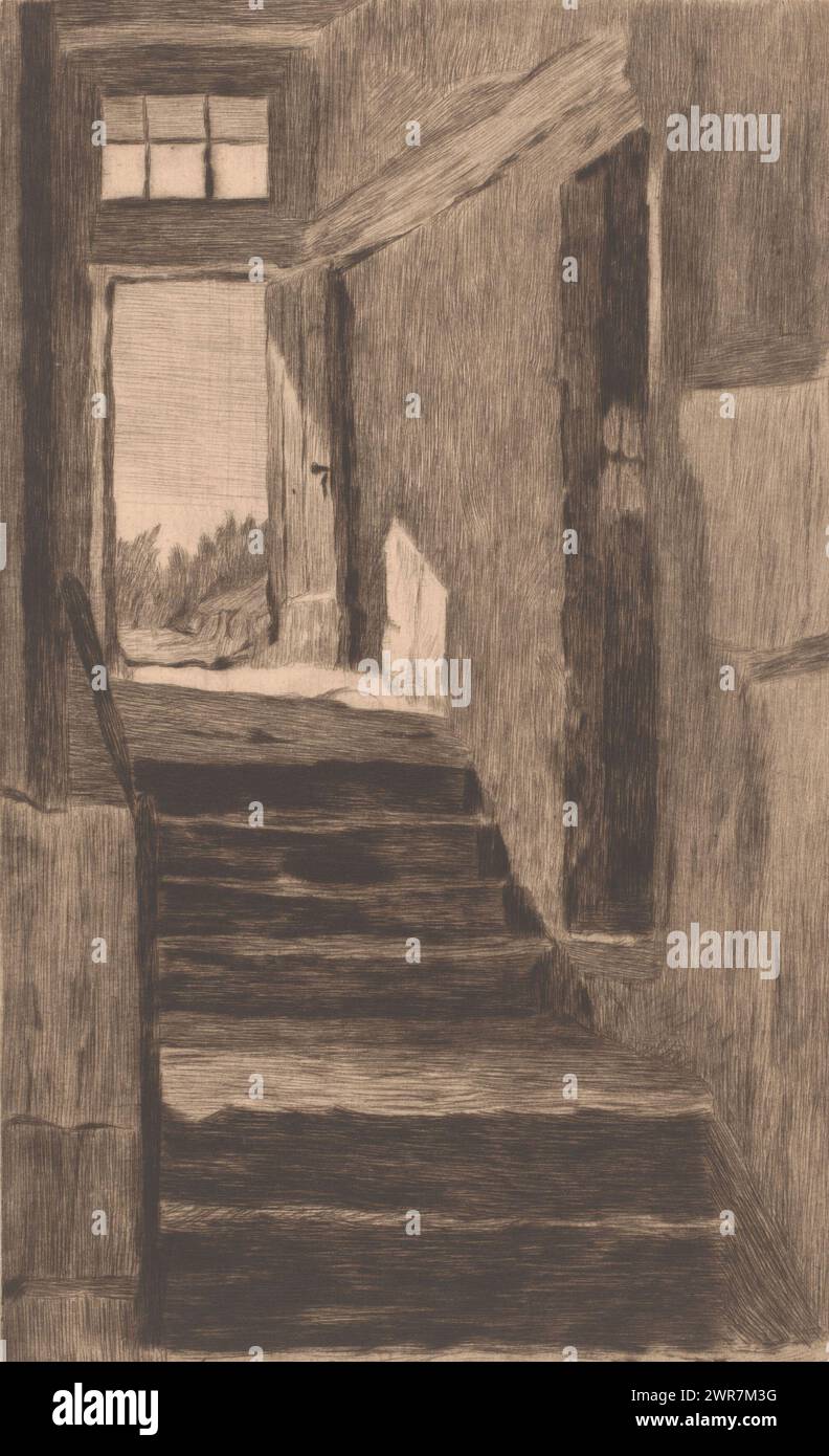 Innenraum mit Treppe zur Außentür, Druckerei: Auguste Danse, (signiert vom Künstler), 1895, Papier, Ätzung, Trockenpunkt, Höhe 365 mm x Breite 255 mm, bedruckt Stockfoto