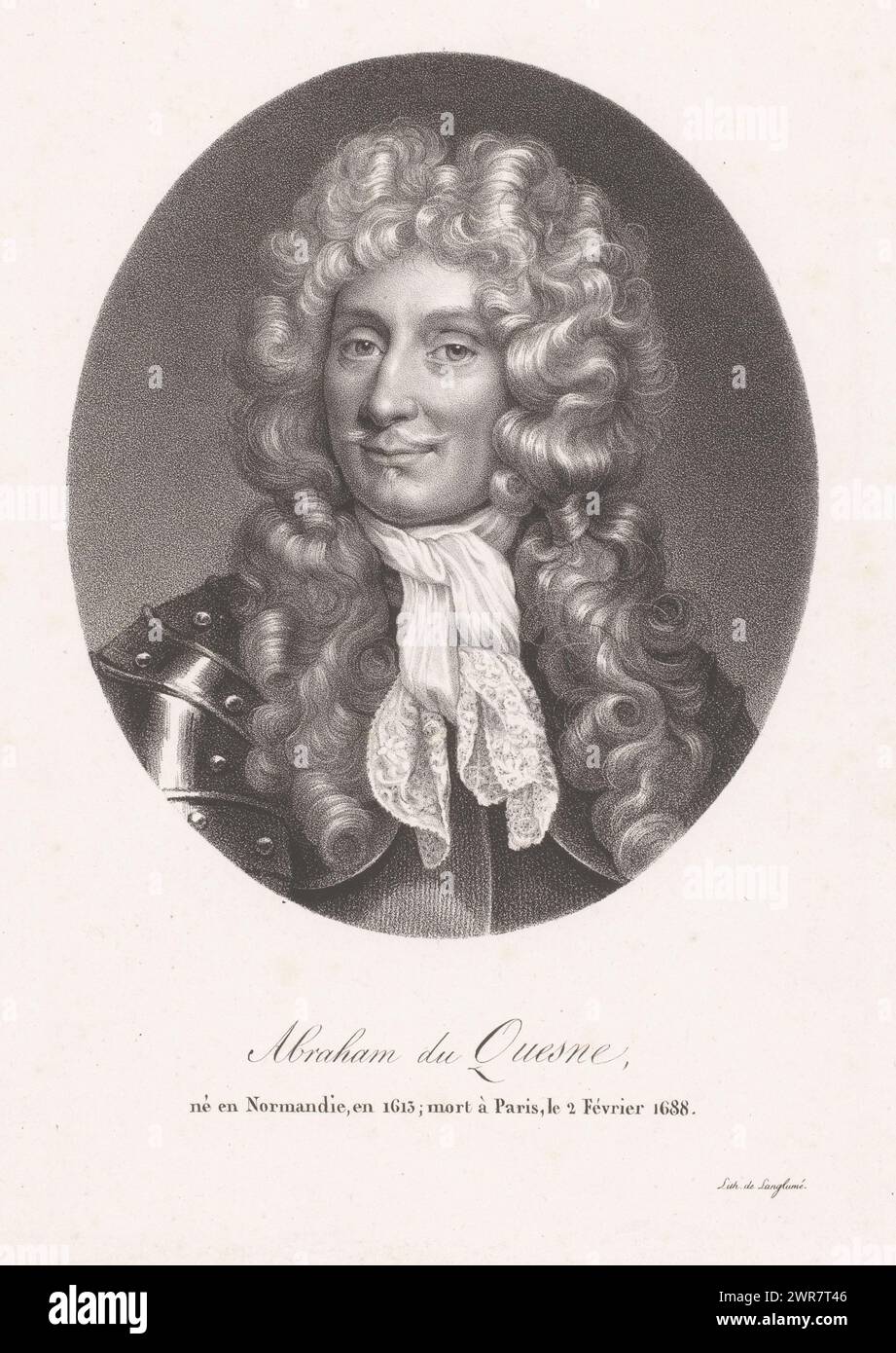 Porträt von Abraham Duquesne, Abraham du Quesne (Titel über Objekt), Druckerei: Anonym, Drucker: Pierre Langlumé, Paris, 1820 - 1830, Papier, Höhe 443 mm x Breite 305 mm, bedruckt Stockfoto