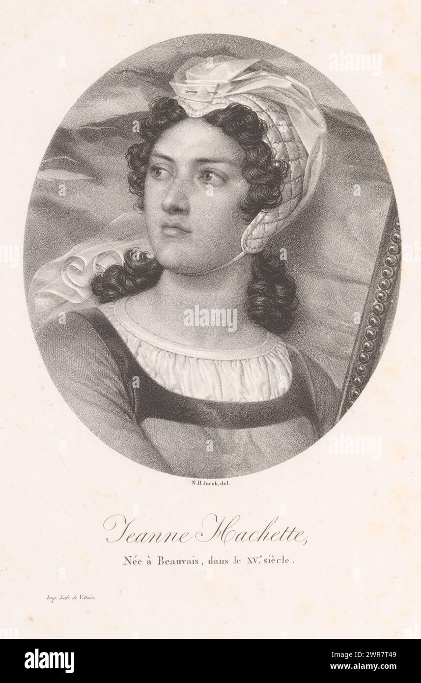 Porträt von Jeanne Hachette, Jeanne Hachette (Titel auf Objekt), Druckerei: Nicolas Henri Jacob, Drucker: Jean Pierre Sudre (1783-1866), Paris, 1825 - 1827, Papier, Höhe 421 mm x Breite 290 mm, Druck Stockfoto