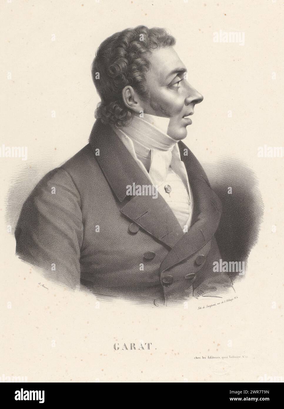 Porträt des Sängers Pierre-Jean Garat, Garat (Titel auf Objekt), Druckerei: Antoine Maurin, Drucker: Pierre Langlumé, Verlag: Unbekannt, Paris, in oder vor 1818 - 1830, Papier, Höhe 535 mm x Breite 346 mm, Druck Stockfoto