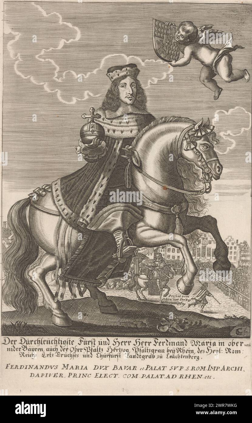 Porträt von Ferdinand Maria, Kurfürst von Bayern, Druckerei: Simon Grimm, 1651 - 1680, Papier, Gravur, Höhe 292 mm x Breite 193 mm, Druck Stockfoto