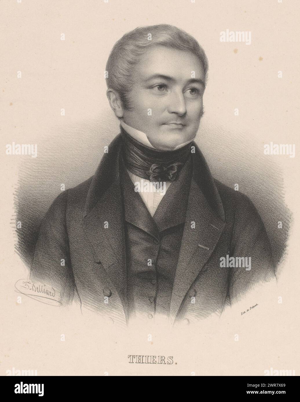 Porträt des Politikers Adolphe Thiers, Thiers (Titel auf Objekt), Prominente unserer Zeit (Serientitel), Druckerei: Zéphirin Félix Jean Marius Belliard, Drucker: veuve Delpech (Naudet), Paris, 1838, Papier, Höhe 394 mm x Breite 288 mm, Druck Stockfoto