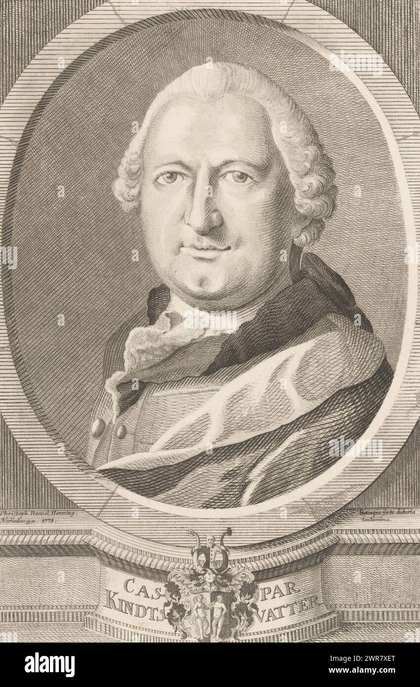 Porträt von Caspar Kindsvatter, Druckmacher: Christoph Daniel Henning, 1773, Papier, Ätzen, Höhe 352 mm x Breite 231 mm, Druck Stockfoto