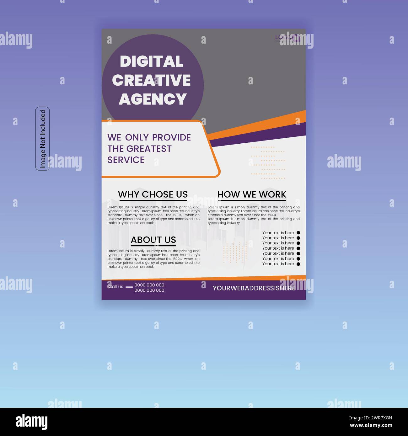 Layout der Vorlage für Flyer- und Posterdesign für kreative Agenturen. Design-Vorlage für Flyer und Poster für digitale Marketingagenturen. Stock Vektor