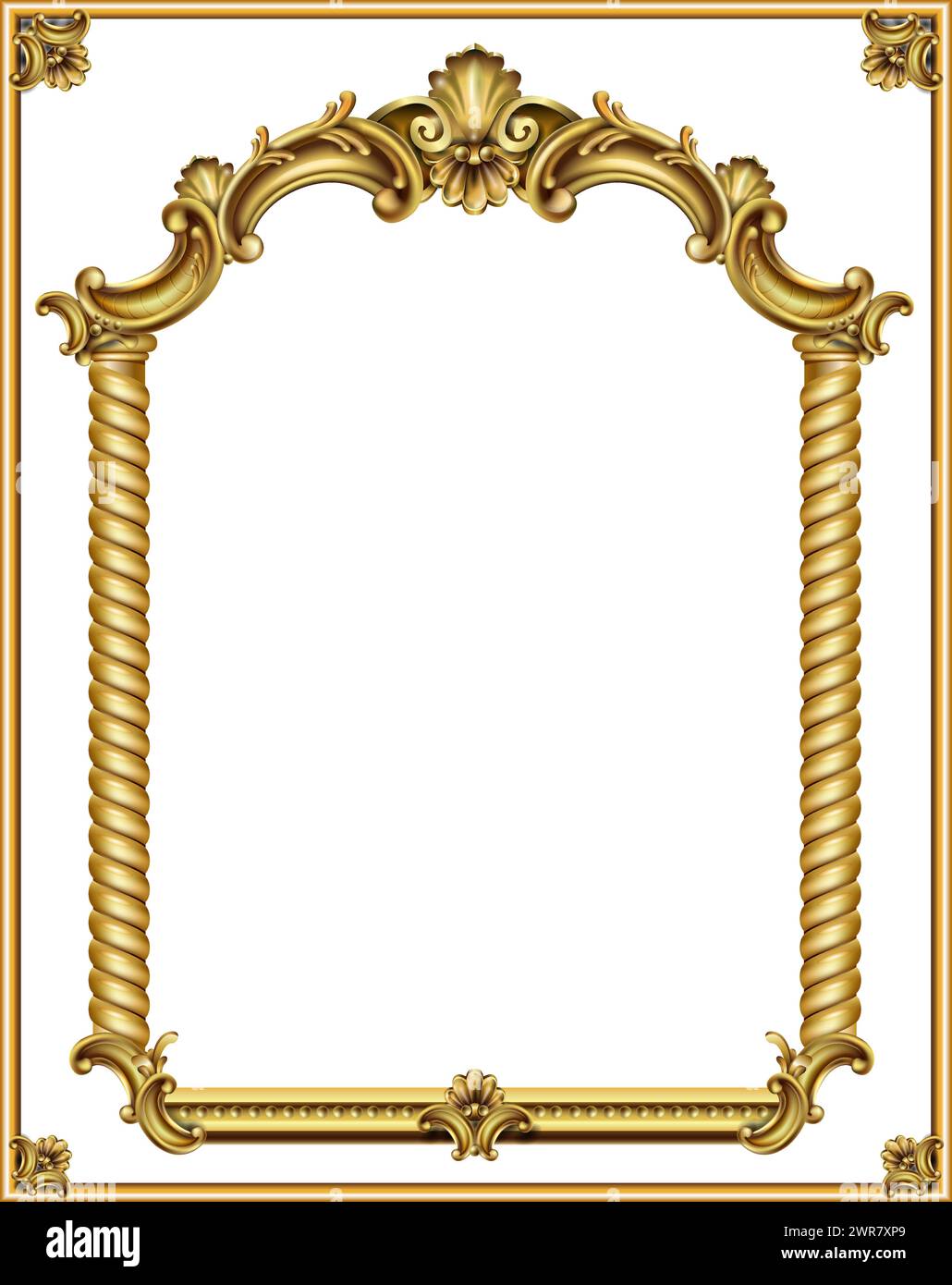 Goldener klassischer Rahmen des Rokoko-Barock Stock Vektor