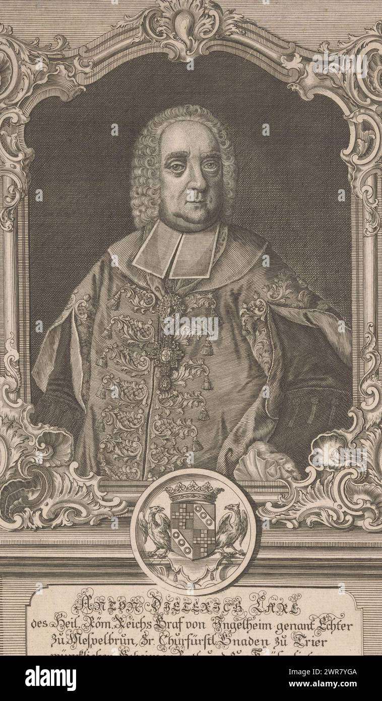 Porträt von Anton Dietrich Carl von Ingelheim, Druckerei: F.A. van Lon, 1700 - 1799, Papier, Gravur, Höhe 296 mm x Breite 178 mm, Druck Stockfoto