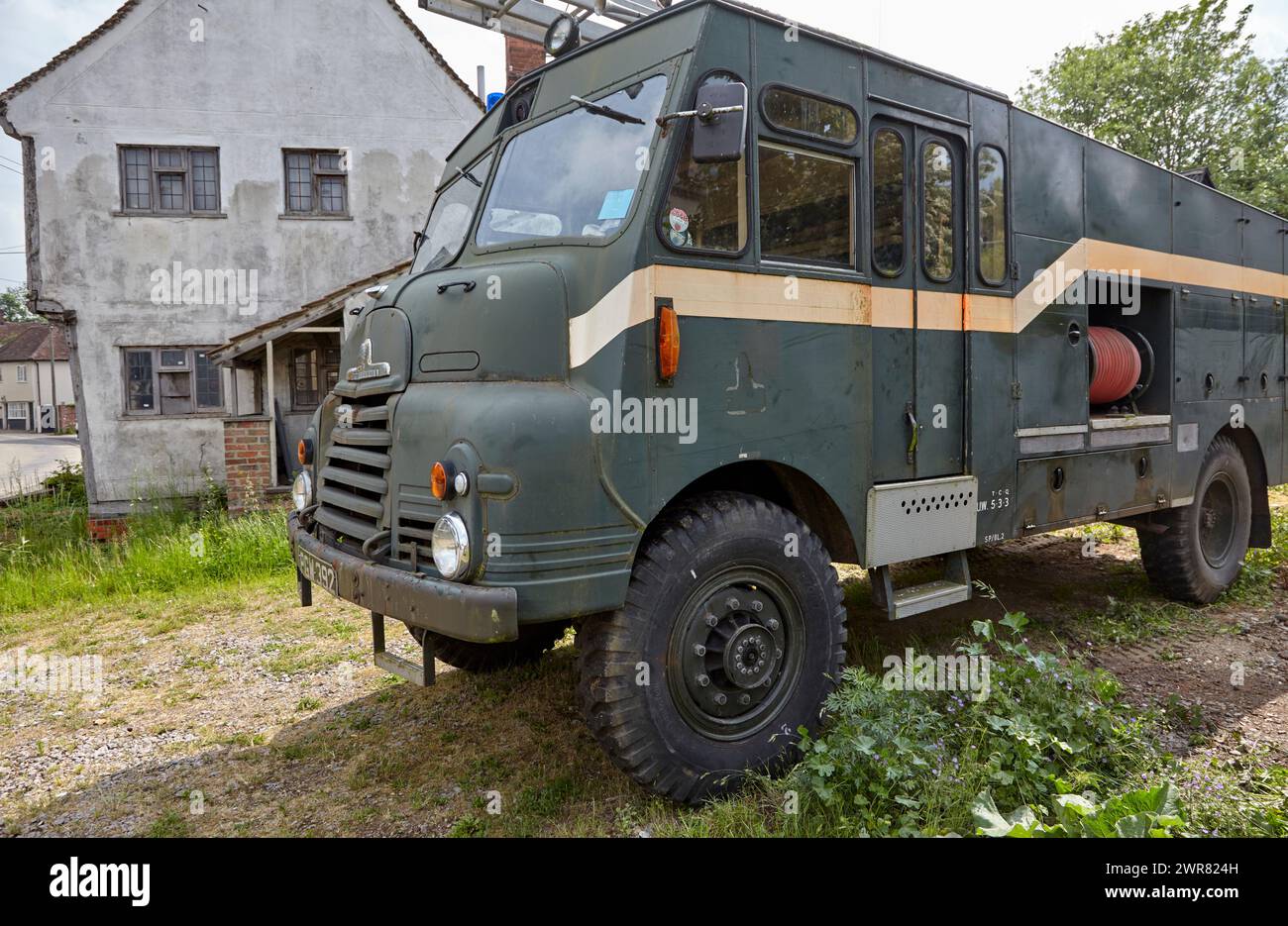 „Green Goddess“ oder Bedford RLHZ Self Driving Pump, ein Feuerwehrauto, das von der Auxiliary Fire Service (AFS) und der britischen Armee eingesetzt wird. Stockfoto
