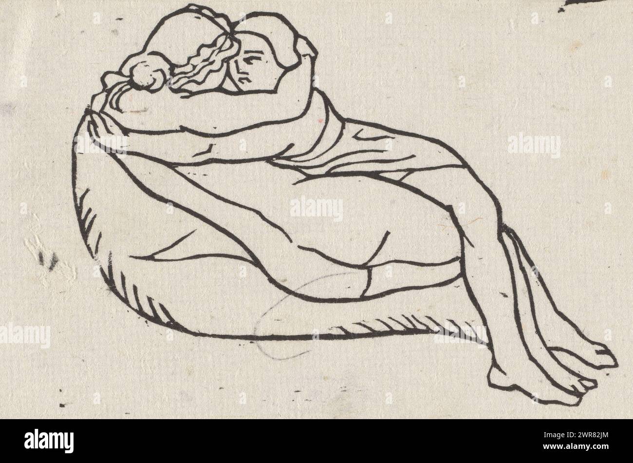 Daphnis und Chloë liegen zusammen, Ensemble Daphnis et Chloé couchés (Originaltitel), Druckerei: Aristide Maillol, 1937, Papier, Höhe 78 mm x Breite 127 mm, Druck Stockfoto