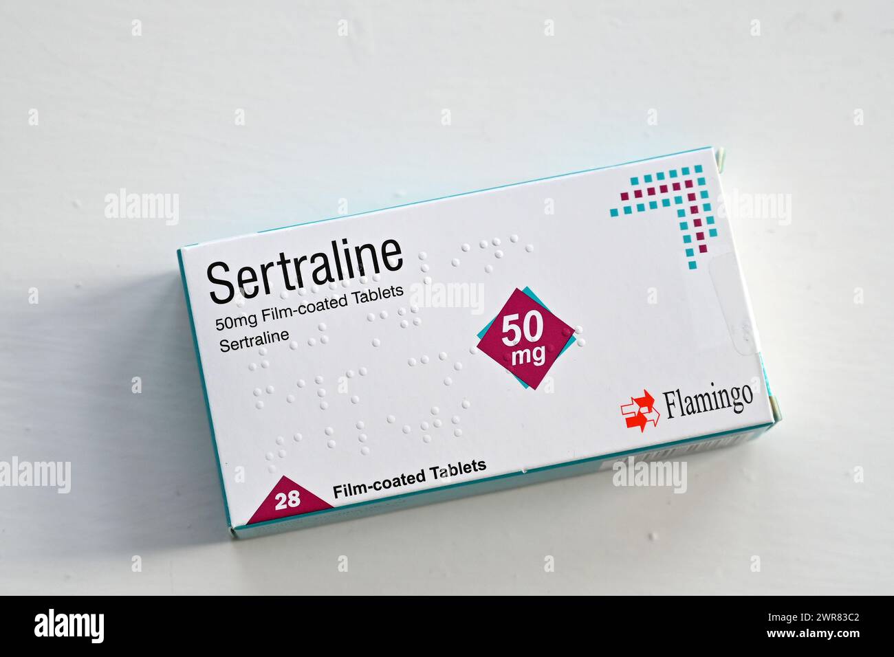 Eine Packung Sertralin-Tabletten ist in Oxford, Großbritannien, abgebildet. März 2024. Stockfoto