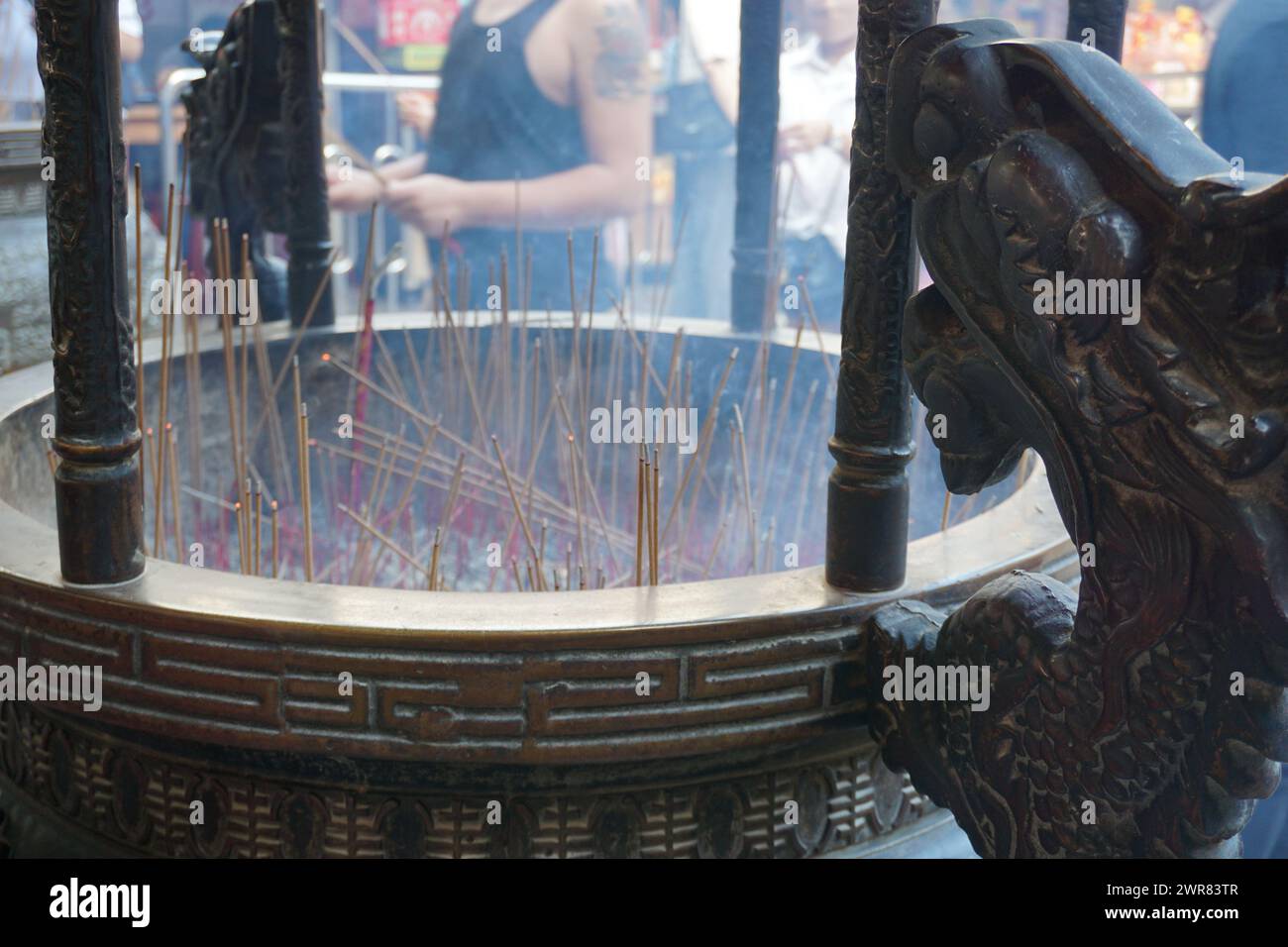 Joss Stick Burner am Chenghuang Tempel in Hsinchu, Taiwan Stockfoto