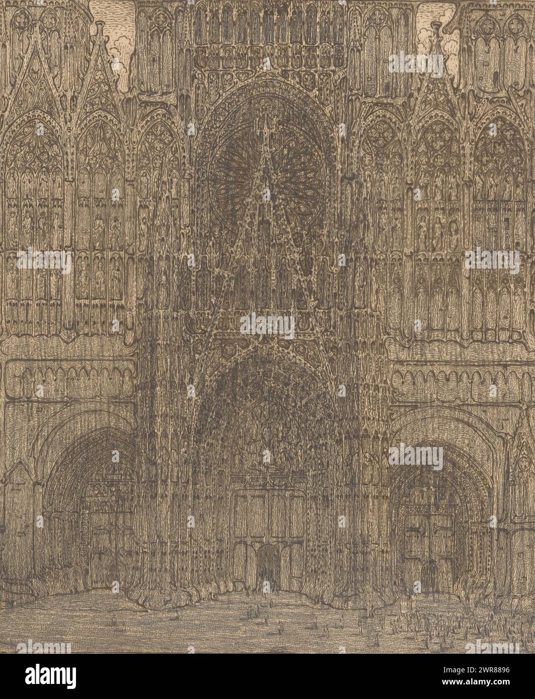 Fassade der Kathedrale unserer Lieben Frau in Rouen, Kathedrale, Rouen (Originaltitel), Druckerei: Wijnand Otto Jan Nieuwenkamp, 14. August 1911, Papier, Höhe 427 mm x Breite 367 mm, Druck Stockfoto