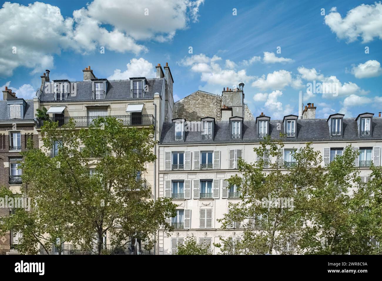 Paris, wunderschönes Gebäude Boulevard de Port-Royal, im 5e Arrondissement, einem Luxusviertel Stockfoto