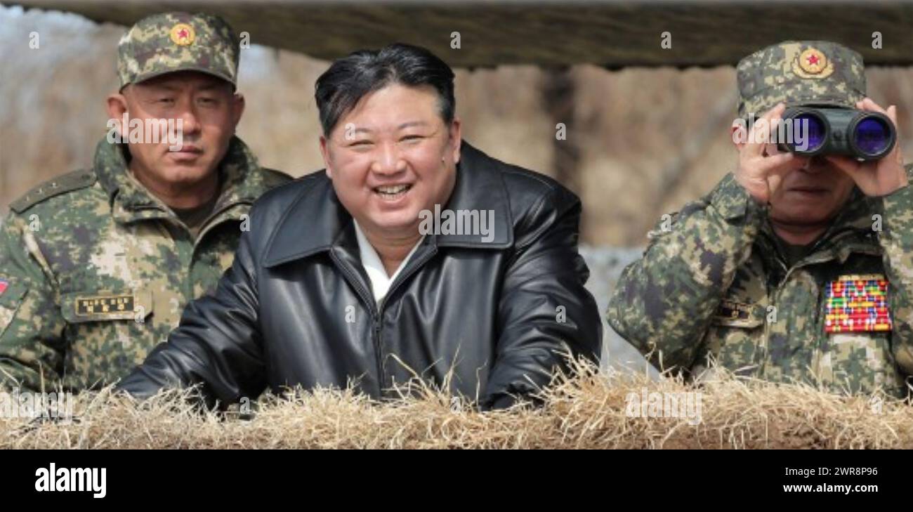 KIM JONG UN-Führer Nordkoreas bei militärischen Übungen im Jahr 2024. Foto: KCNA Stockfoto