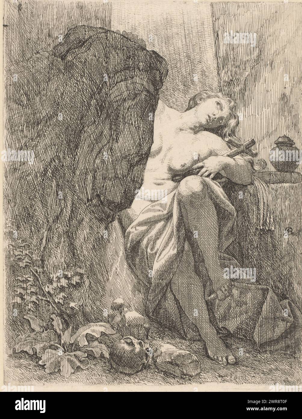Die Buße Mary Magdalene, Druckerei: Ignaz Bendl, ca. 1700, Papier, Ätzen, Höhe 293 mm x Breite 230 mm, Druck Stockfoto
