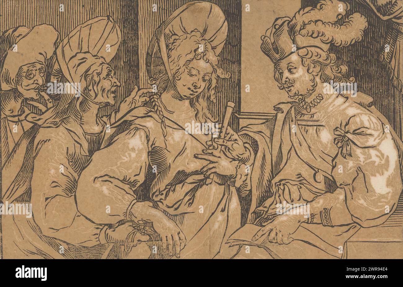 Matchmaker, Druckerei: Ludwig Büsinck, nach Entwurf: Georges Lallemand, 1600 - 1669, Papier, Höhe 218 mm x Breite 339 mm, Druck Stockfoto