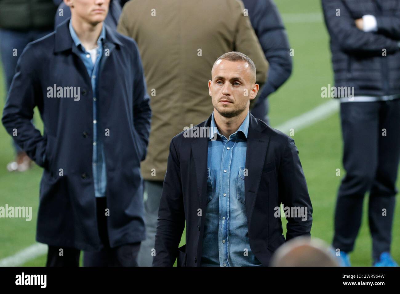 Barcellona, Neapel, SPANIEN. März 2024. Stanislav Lobotka aus Neapel geht am Vorabend des Achtelfinale der UEFA Champions League gegen den SSC Napoli am 11. März 2023 im Estate Louis Companys Barcelona auf dem Platz (Bild: © Ciro de Luca/ZUMA Press Wire) NUR ZUR REDAKTIONELLEN VERWENDUNG! Nicht für kommerzielle ZWECKE! Stockfoto