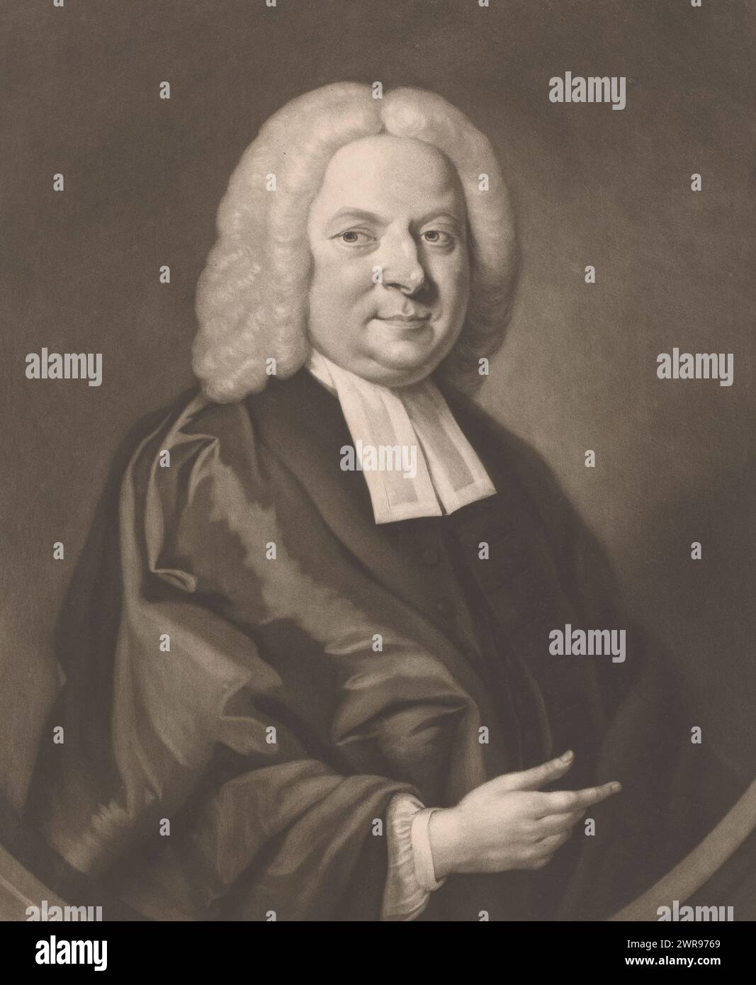 Porträt von David Jennings, Druckmacher: James McArdell, nach Malerei von Jones, London, ca. 1745 - 1765, Papier, Höhe 344 mm x Breite 251 mm, Druck Stockfoto