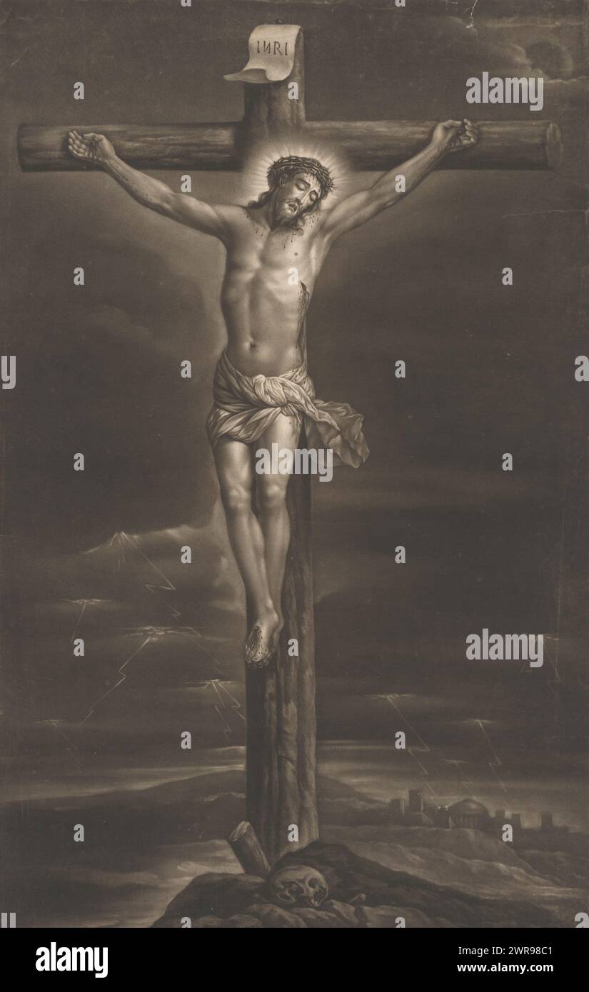 Christ on the Cross, Printmacher: Richard Brookshaw, nach Malerei von: Anthony van Dyck, Verlag: Richard Brookshaw, London, Juni 1771, Papier, Höhe 620 mm x Breite 391 mm, bedruckt Stockfoto