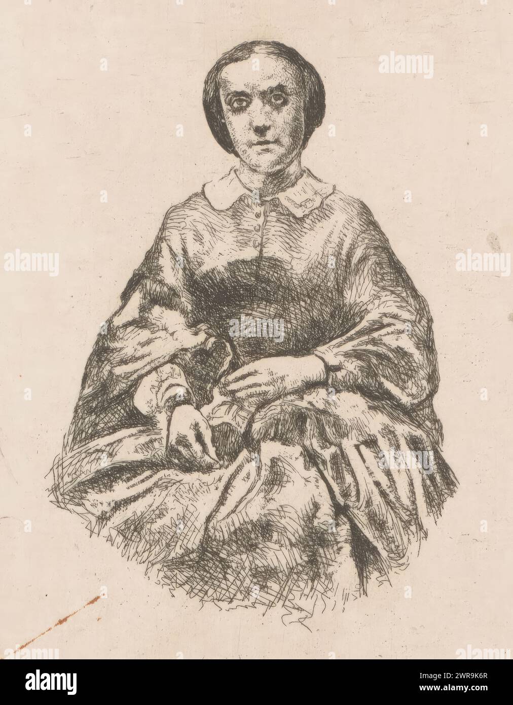 Porträt einer unbekannten Frau, Druckerei: Jan Stobbaerts, 1848 - 1879, Papier, Radierung, Höhe 146 mm x Breite 121 mm, Druck Stockfoto